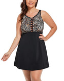 Leopard Print Macrame High Neck One Piece Swimdress