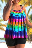 Tie Dye Print Plus Size Tankini Set