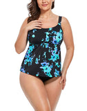Blue Poppies Flared Tankini Set