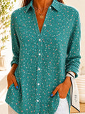 Women's Waffle Shirt Casual Shirt Summer Tops Ombre Floral Graphic Elegant Vintage Stylish Long Sleeve Turndown Regular Tops