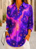Women's Waffle Shirt Blouse Buttons Print Graphic Geometric Striped Vacation Daily Casual Long Sleeve Collar Shirt Collar Long Tops