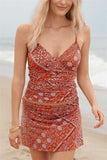 Ruched Red Romantic Tankini Set