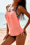Solid Conservative Split Lined Tankini