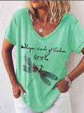 Women's Plus Size Printed Loose V-Neck Short Sleeve T-Shirt