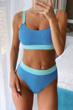 Bandeau High Waist Ribbed Bikinis Swimsuits