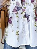 Collar Casual 3/4 Sleeve Floral Shirts & Tops
