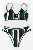 Striped Printed Hollow Bikini