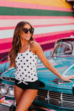 Polka Dot Tie Front Blouson Tankini Set