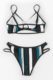 Striped Printed Hollow Bikini