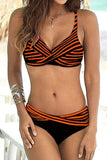 Stripe Bandage String Bikini