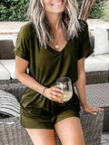 V Neck Casual Short Sleeve Romper