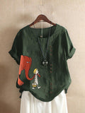 SHORT SLEEVE CASUAL CARTOON PRINT TSHIRT