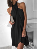 Fashion Halter Neck Irregular Loose Fit Mini Dress