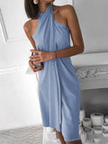 Fashion Halter Neck Irregular Loose Fit Mini Dress
