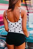 Polka Dot Tie Front Blouson Tankini Set