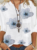 HALF SLEEVE FLORAL V NECK SHIFT BLOUSE
