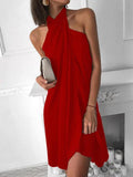 Fashion Halter Neck Irregular Loose Fit Mini Dress