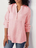PLAIN REGULAR POCKET STANDARD NINE POINTS SLEEVE BLOUSE