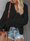 Elastic Ruffle Cuff Long Sleeve Blouse