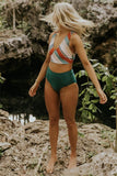 Color Patchwork Stripe Swim Set