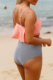 Striped High Waist Sling Bikini