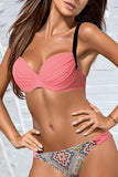 Sexy Gathered Print Bikini