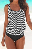 Wavy Stripes Print Tankini