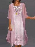 Women Linen Floral Print Ruffle Irregular Hem Sleeveless Tank Madi Dress with Long Jacket