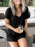 V Neck Casual Short Sleeve Romper