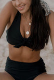 Criss Cross Straps Matte Black Bikini Set