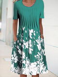 Floral Crew Neck Vacation Casual Midi Dresses