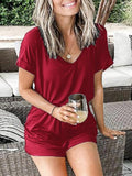 V Neck Casual Short Sleeve Romper