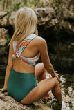 Color Patchwork Stripe Swim Set