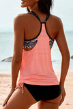Solid Conservative Split Lined Tankini