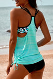 Solid Conservative Split Lined Tankini