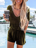 V Neck Casual Short Sleeve Romper