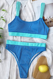 Bandeau High Waist Ribbed Bikinis Swimsuits