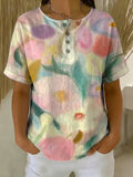 Women's Floral Art Print Casual Cotton Shirt