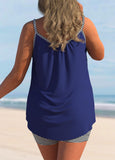 Navy Blue Striped Bowknot Plus Size Tankini Set