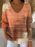 Women's Autumn Gradient Striped Casual Pullover Sweater