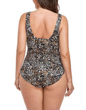 Leopard Print Lycra Xtra Life Shock Square Neck One Piece Swimsuit