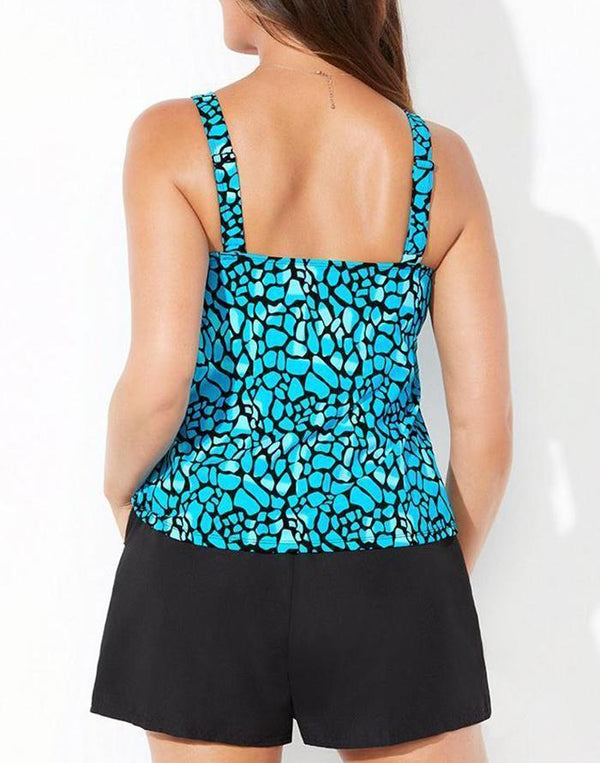 Water Cube Flared Tankini With Cargo Swim Short