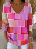 Women's Geometric Pattern Art Print Casual Pullover Sweater