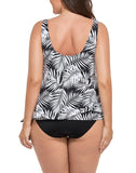 Leaves Classic Side Tie Blouson Tankini Set