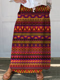 Ethnic Style Geometric Pattern Printed Women's Linen Pocket Skirt
