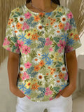 Women's Floral Art Print Casual Cotton Shirt