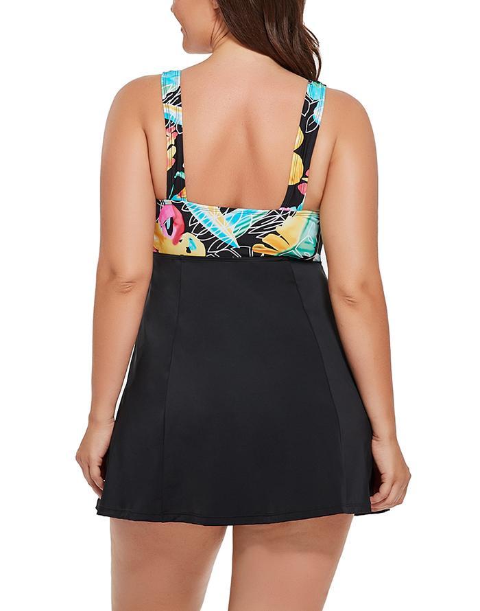Multi Lace-Up V-Neck Swimdress
