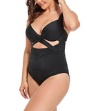 Black Cut Out Underwire One Piece Swimsuit