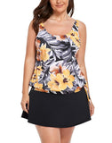 Everlasting Floral Side Tie Blouson Tankini With A-Line Swim Skirt