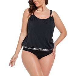 Black Loop Strap Blouson Tankini Set